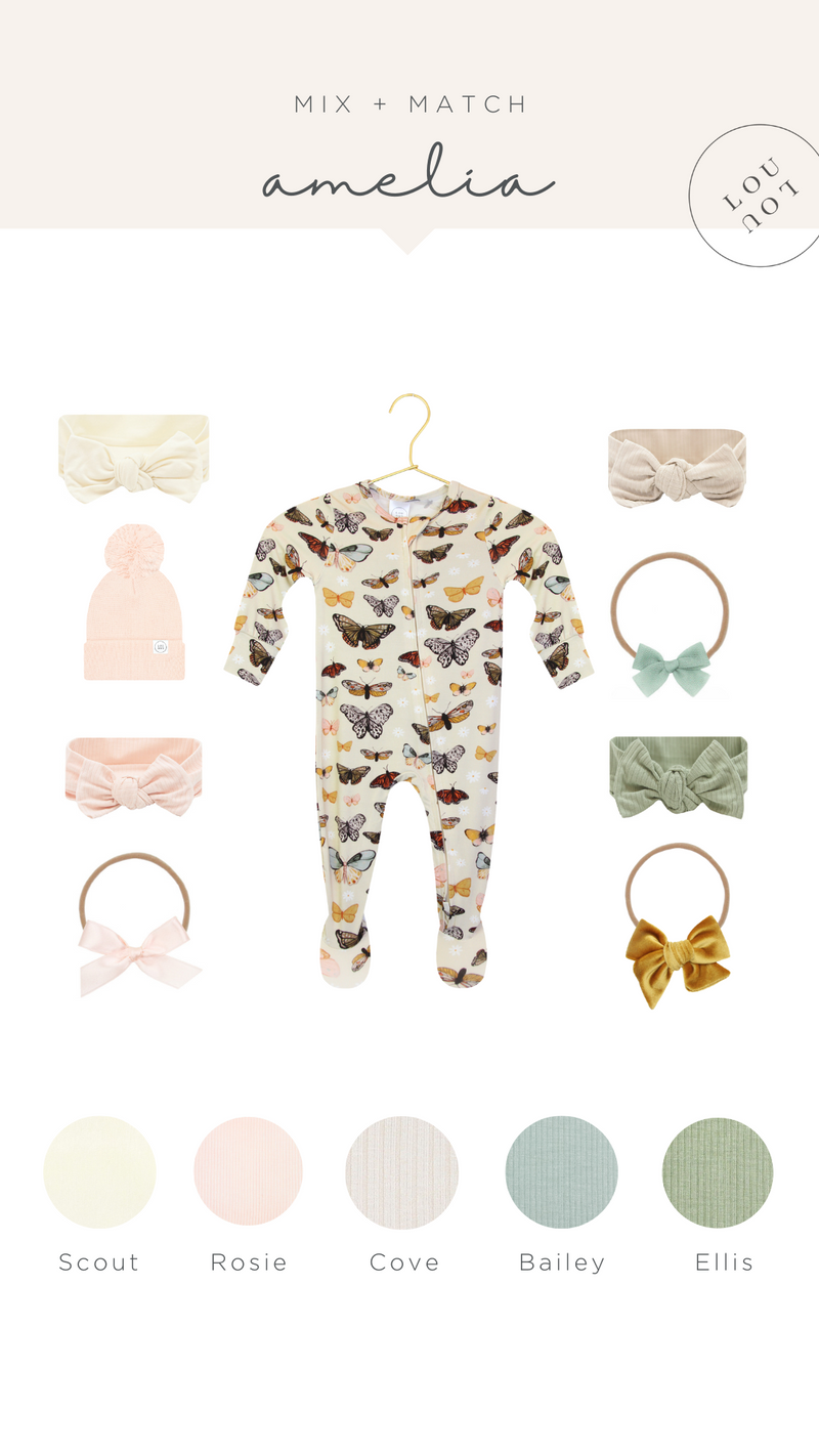 amelia zipper footies mix and match graphic