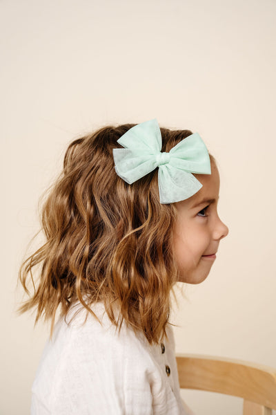 Tulle Bow - Pistachio Clip