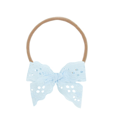 Lace Bow - Baby Blue Eyelet Headband