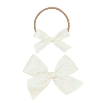 Satin Bow - Cream Headband