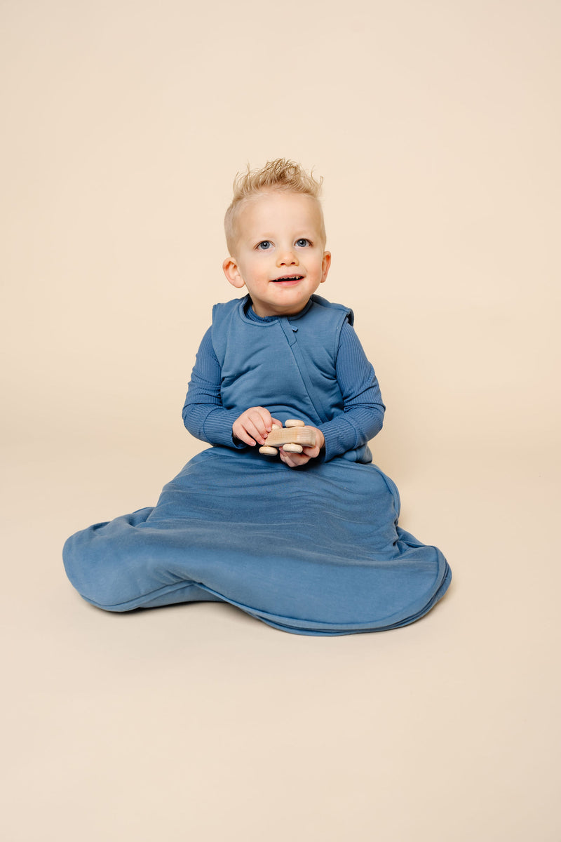 dean sleep sack toddler boy sitting up wearing 2T