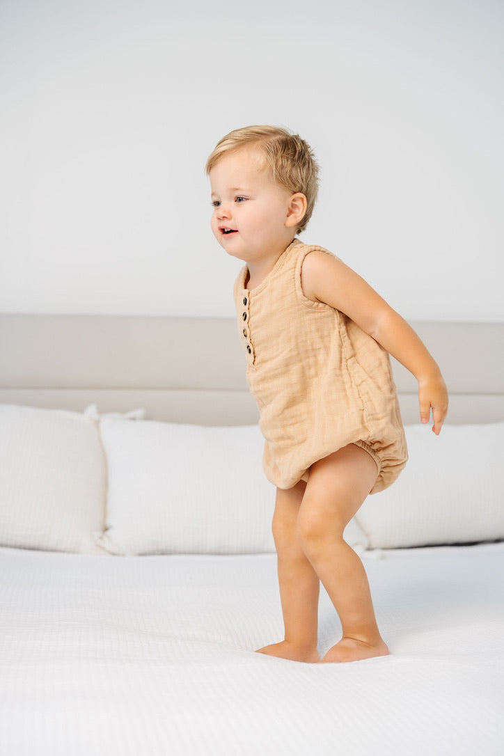 Cloud Muslin™ Bubble Romper - Tan