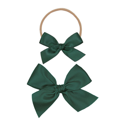 Satin Bow - Evergreen Headband