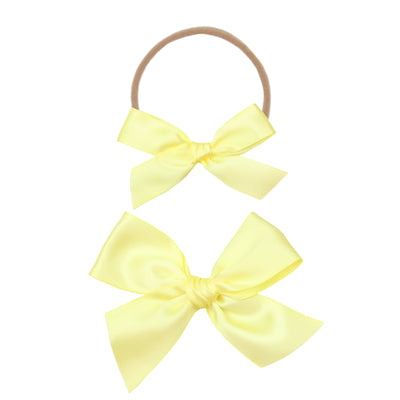 Satin Bow - Lemon Headband