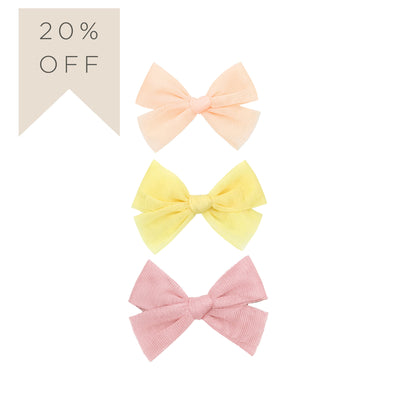 Tulle Bow 3 Pack: Lemon Clips