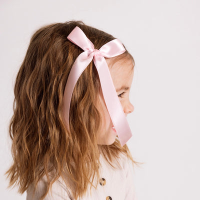 Satin Bow - Baby Pink Sash Clip