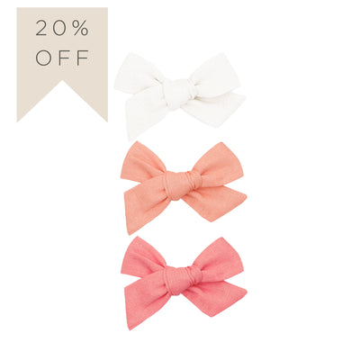 Linen Bow 3 Pack: Mango Clips