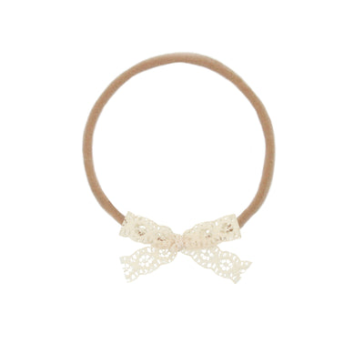 Lace Bow - Mini Cream Headband