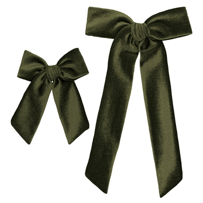 Velvet - Olive Bow Sash Clip