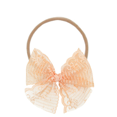 Lace Bow - Peach Headband