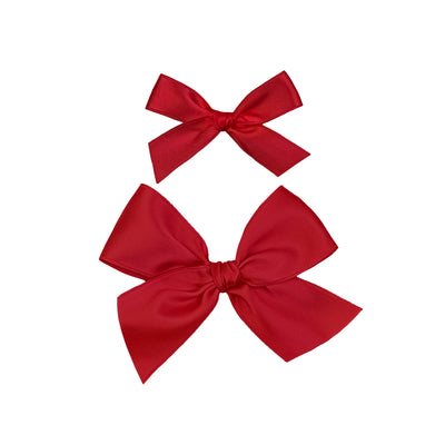 Satin Bow - Ruby Clip