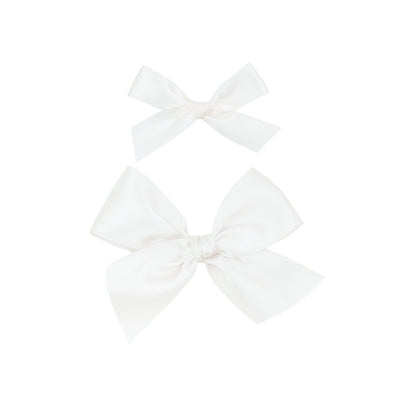 Satin Bow - White Clip