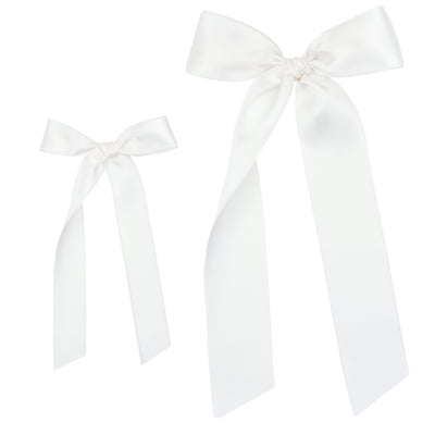 Satin Bow - White Sash Clip