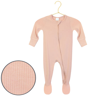 audrey zipper footie product image peachy pink