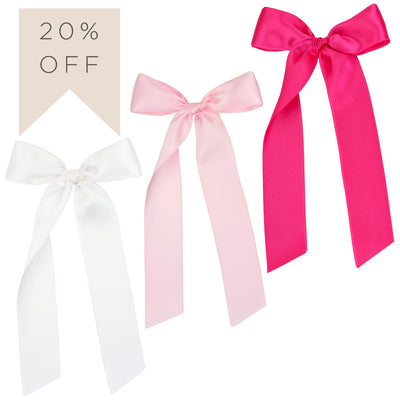 Satin Bow 3 Pack: Baby Pink Sash Clips