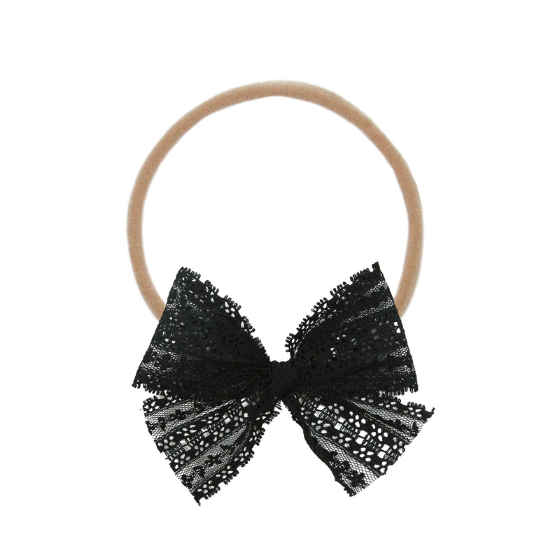 Lace Bow - Black Headband