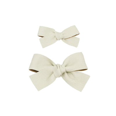 Leather - Ivory Bow Clip