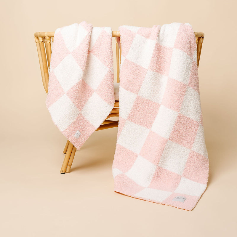 Chenille Blanket - Blush Check - Small & Large