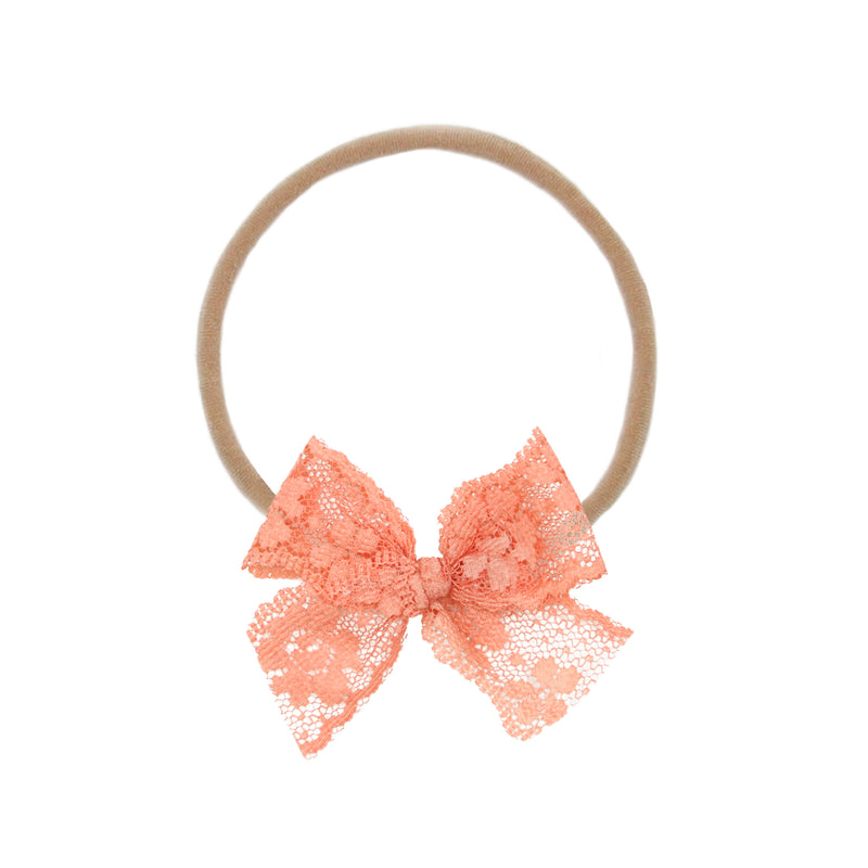 Lace Bow - Tangerine Headband