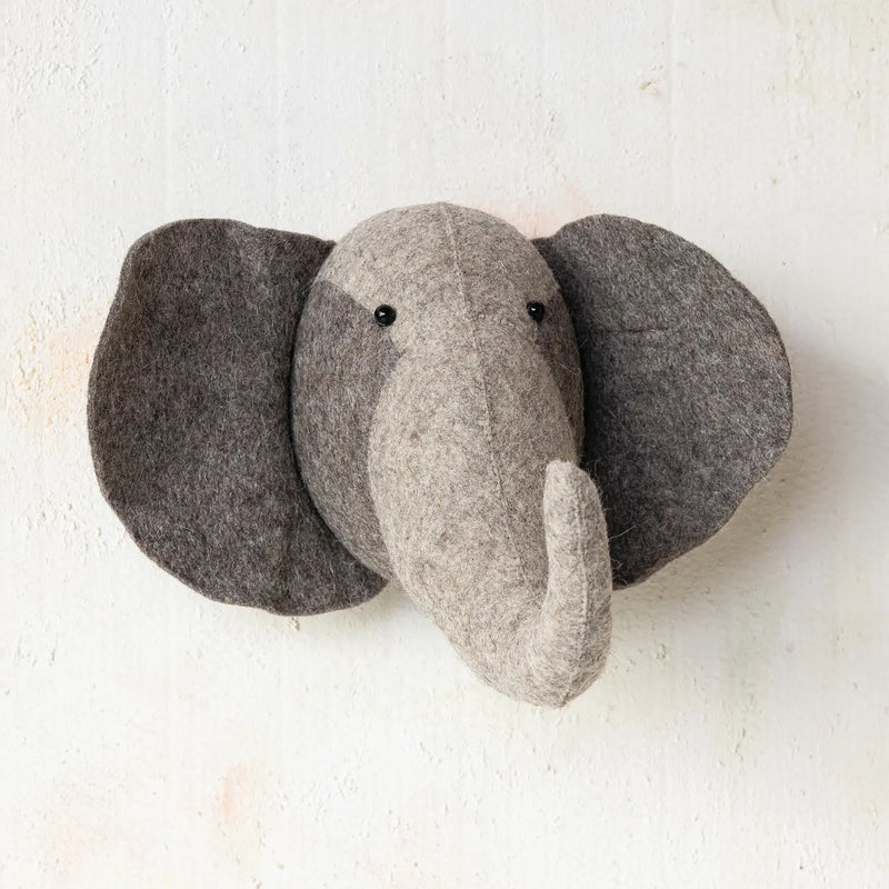 Handmade Wool Felt Elephant Head Wall Décor