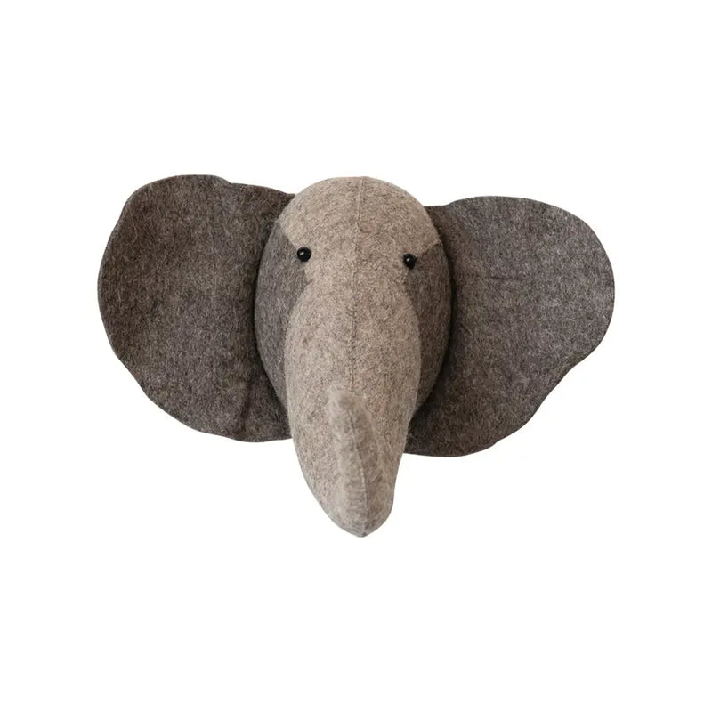 Handmade Wool Felt Elephant Head Wall Décor