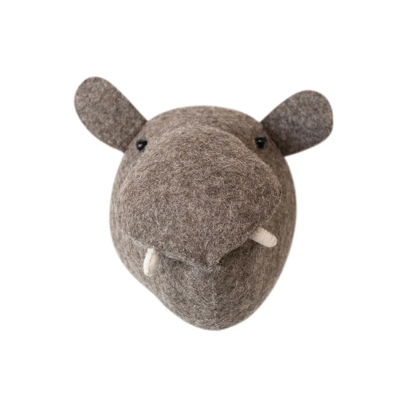 Handmade Wool Felt Hippo Head Wall Décor