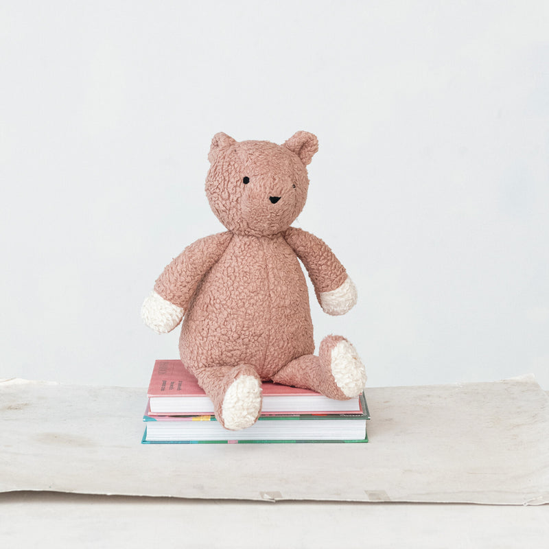 Cotton Sherpa Bear - Light Rose+ Cream