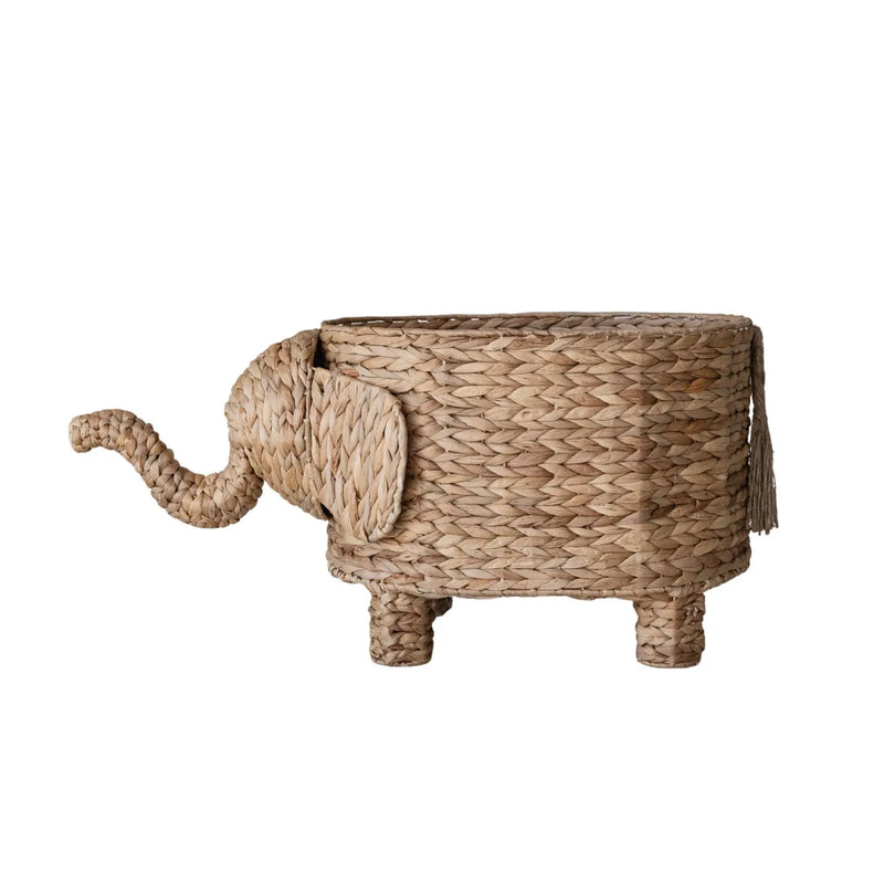 Hand-Woven Water Hyacinth Elephant Shaped Basket