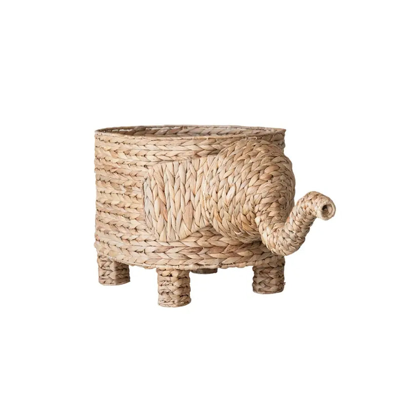 Hand-Woven Water Hyacinth Elephant Shaped Basket