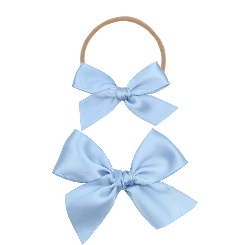 Satin Bow - French Blue Headband