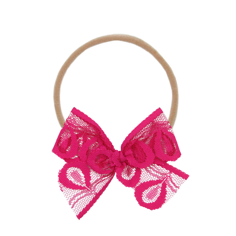 Lace Bow - Hot Pink Headband