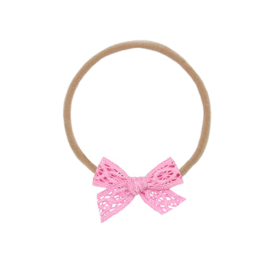 Lace Bow - Mini Bubblegum Headband