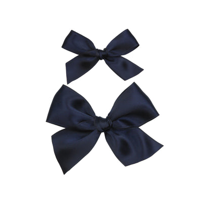 Satin Bow - Midnight Blue Clip