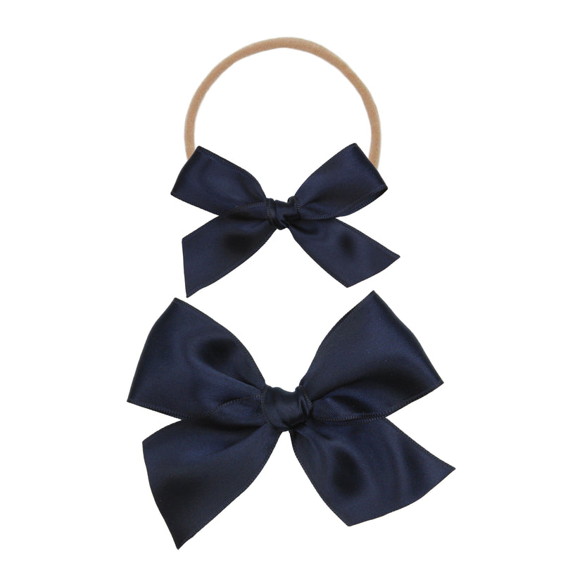 Satin Bow - Midnight Blue Headband