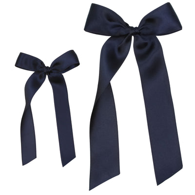 Satin Bow - Midnight Blue Sash Clip