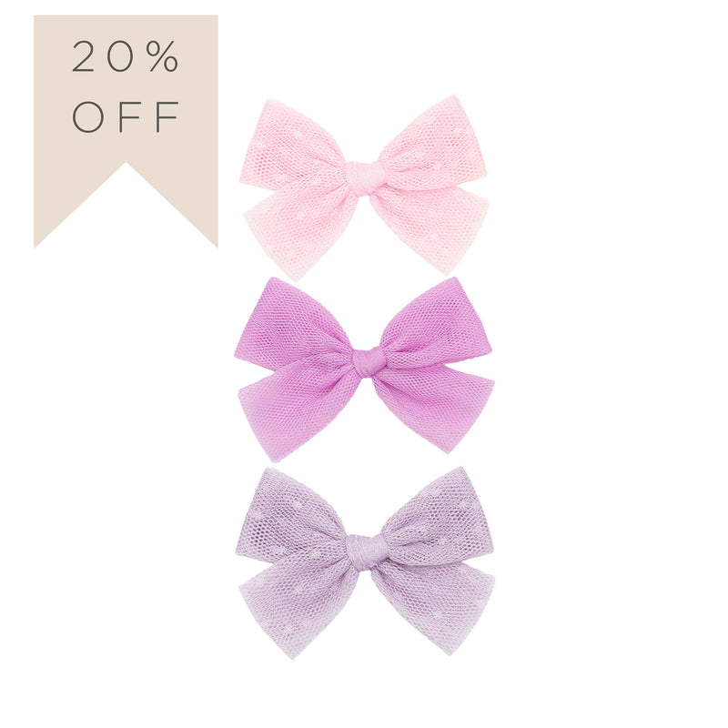 Tulle Bow 3 Pack: Orchid Clips