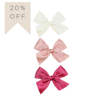 Satin Bow 3 Pack: French Pink Clips