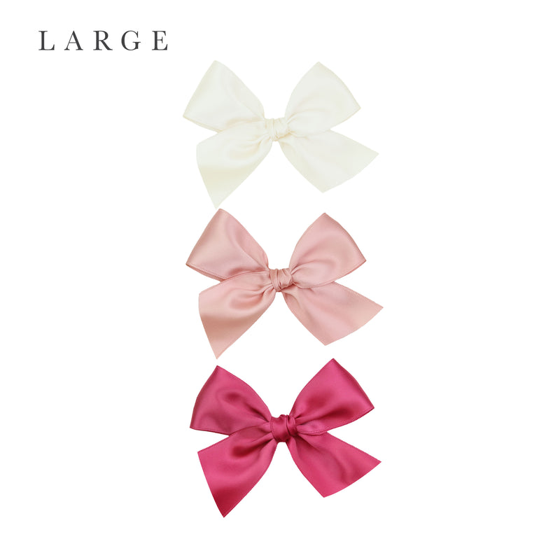 Satin Bow 3 Pack: French Pink Clips