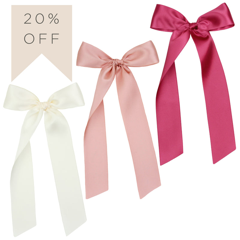 Satin Bow 3 Pack: French Pink Sash Clips