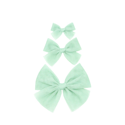 Tulle Bow - Pistachio Clip