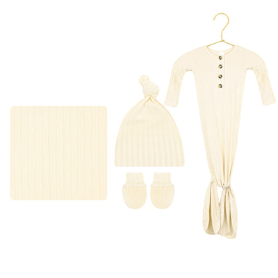 Quinn Ribbed Newborn Hat Bundle (Gown)