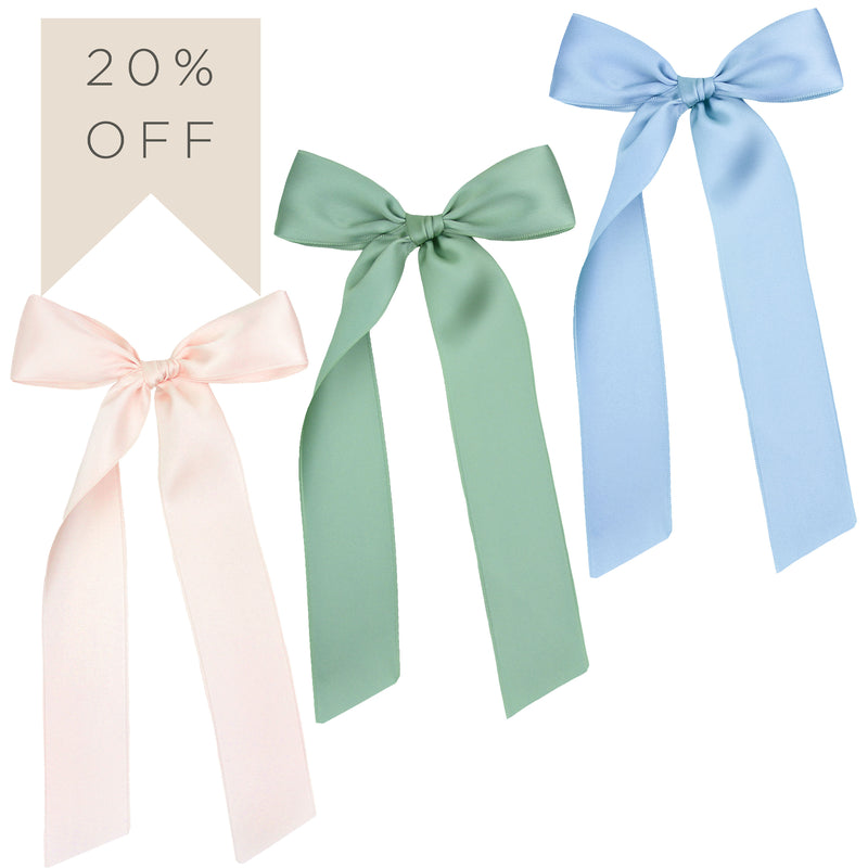 Satin Bow 3 Pack: Sage Sash Clips