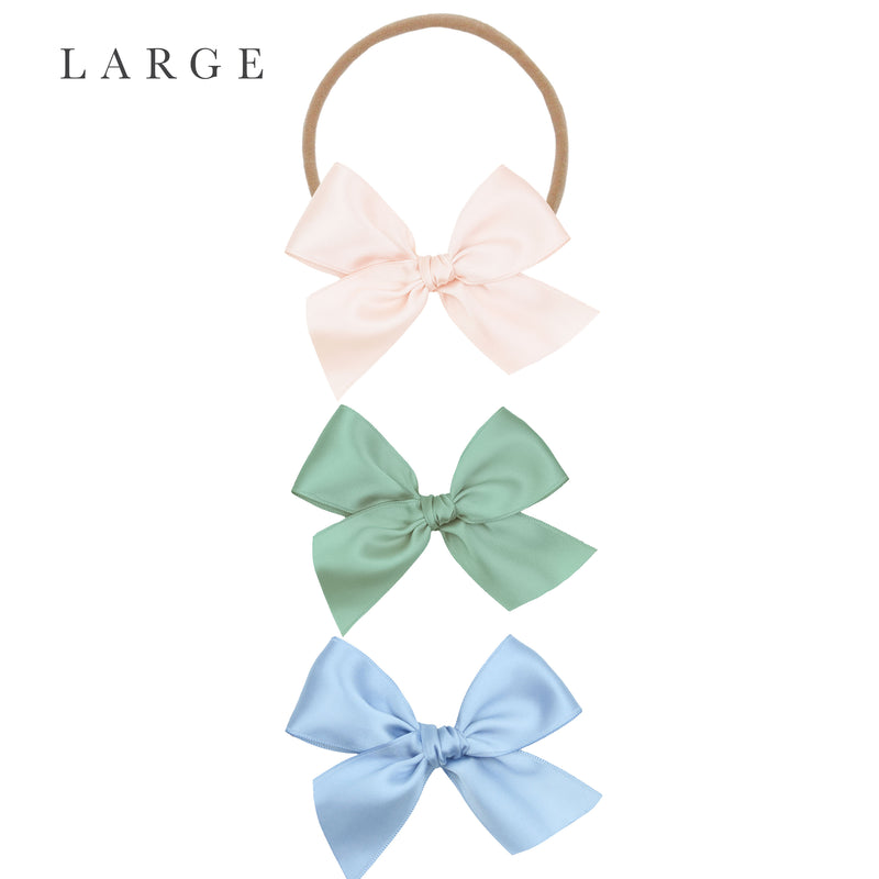 Satin Bow 3 Pack: Sage Headbands