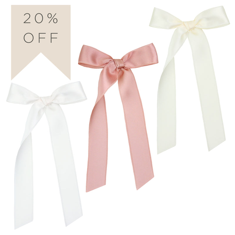 Satin Bow 3 Pack: French Pink Sash Clips