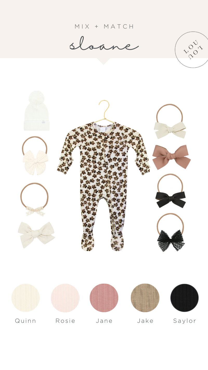 sloane zipper footies mix and match graphic