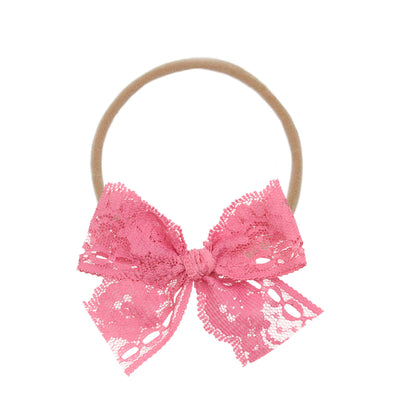 Lace Bow - Pixie Pink Headband