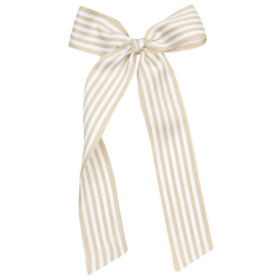 Ribbon Bow - Tan Stripe Sash Clip