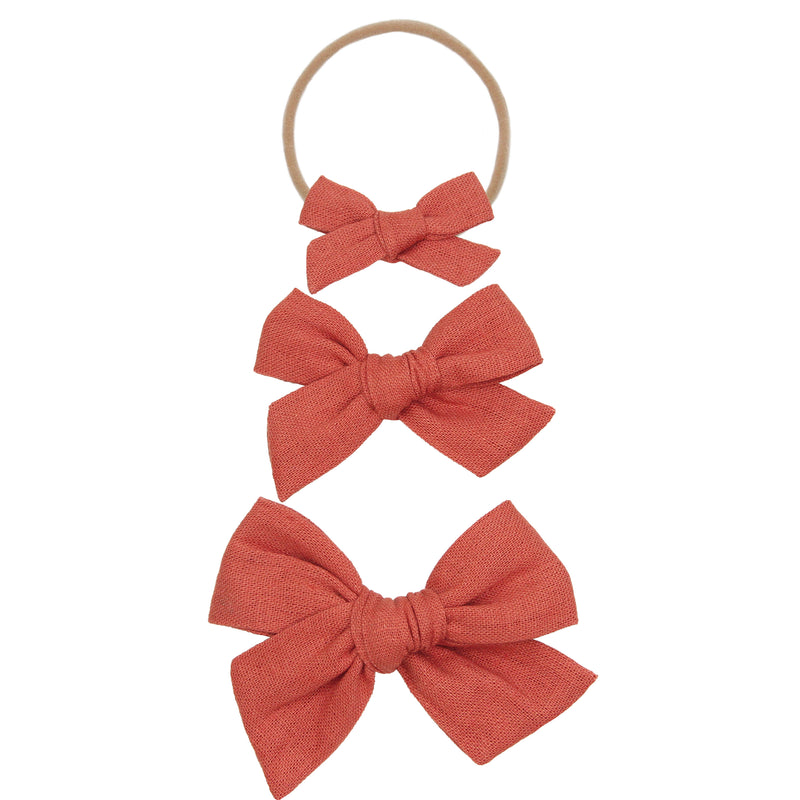 Linen Bow - Persimmon Headband