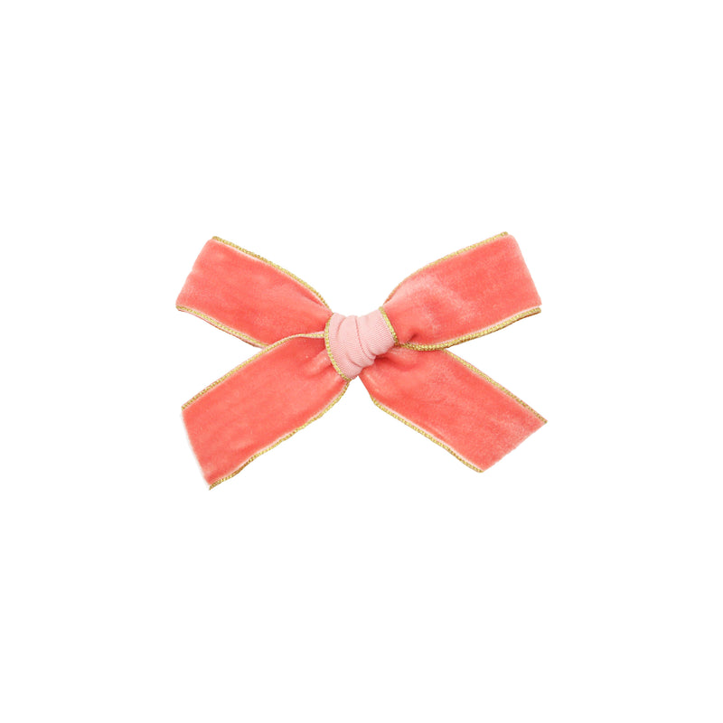 Ribbon Bow - Grapefruit Velvet Clip