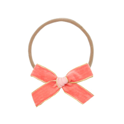 Ribbon Bow - Grapefruit Velvet Headband